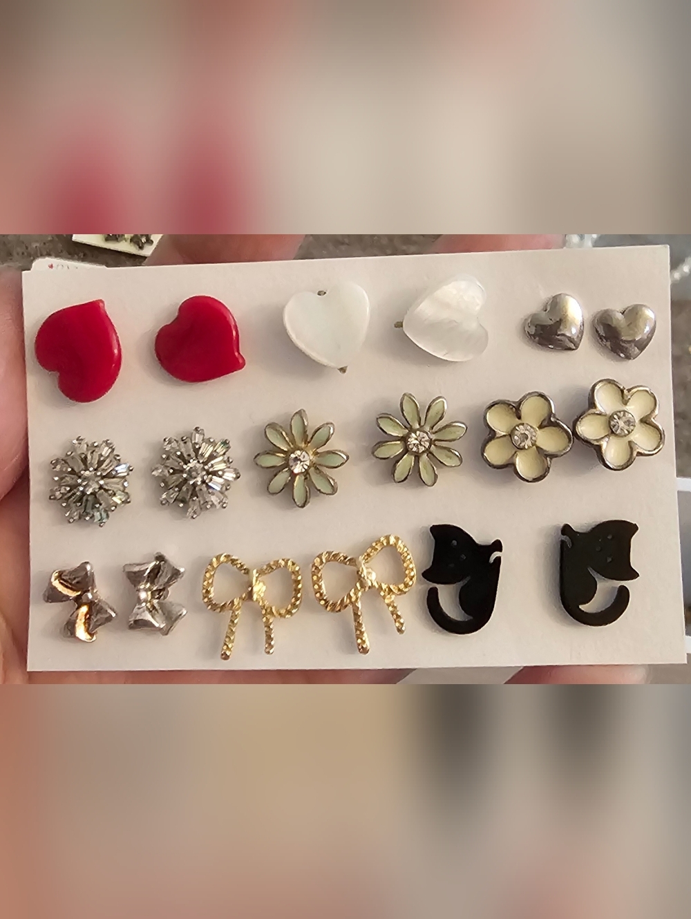 Clearance Sale! Mixed Heart, Flower & Bow Stud Earring Set